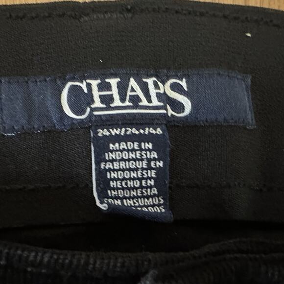 Chaps 24W Black Straight Leg Velvet Pants Zipper Fly Work Holiday - Picture 3 of 6